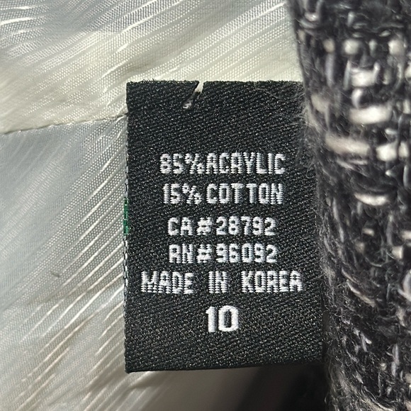 DALIA Black/White Tweed Fringe Jacket Blazer Size 10 - Picture 5 of 5